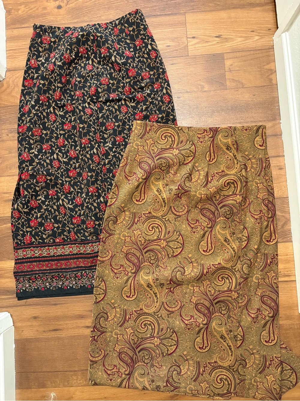 Briggs New York Skirt Bundle - Black & Gold Paisley Floral Maxi Skirts